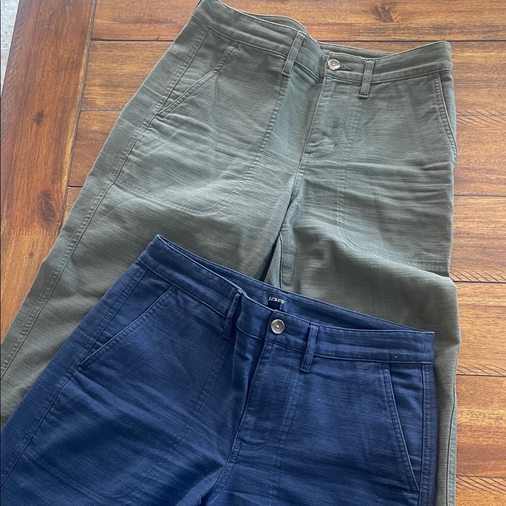 J Crew factory Cotton Camp Pants Green Blue size 28P - Picture 1 of 16